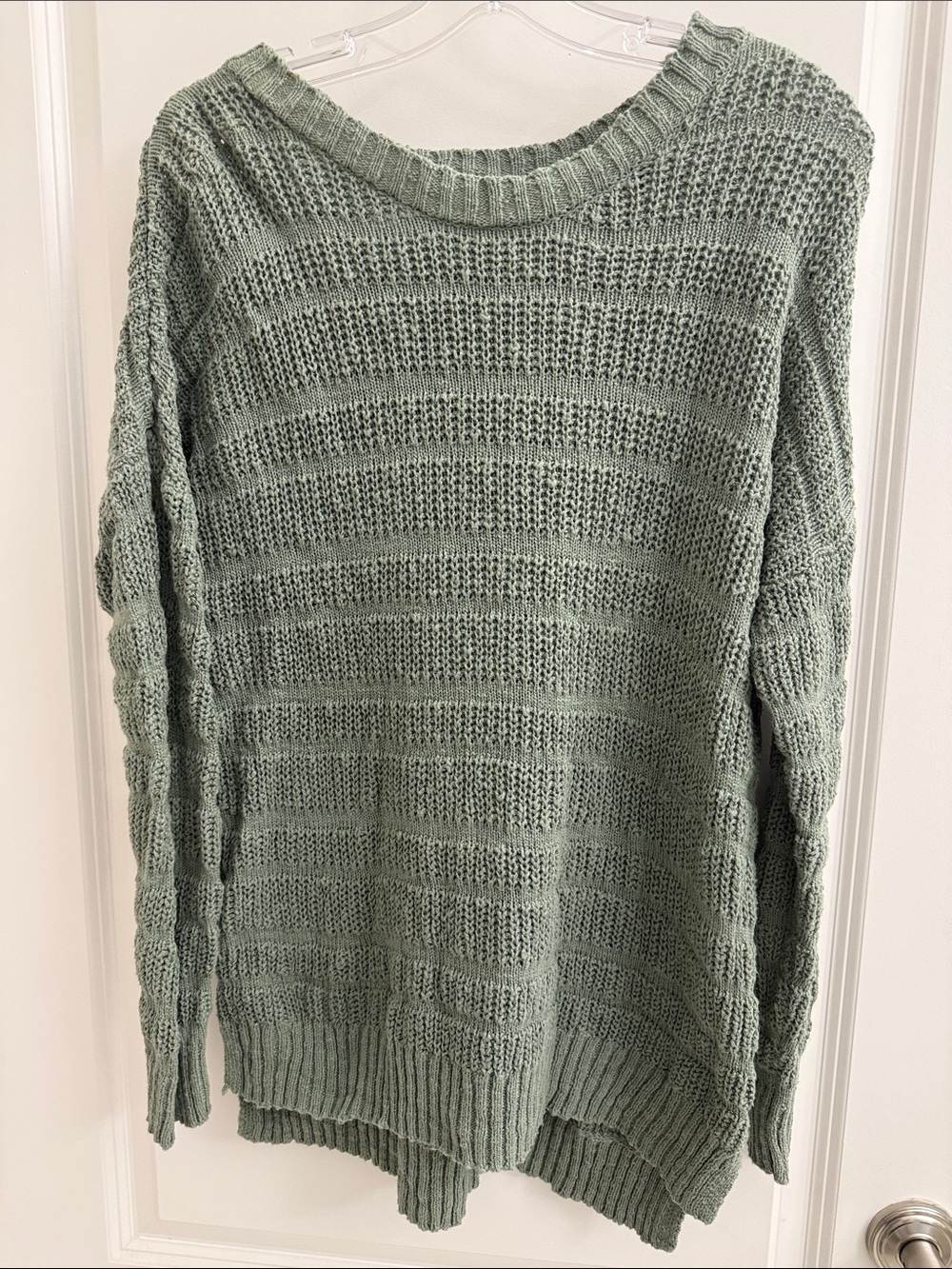 Relaxed Sage Crewneck Knit Sweater - Women